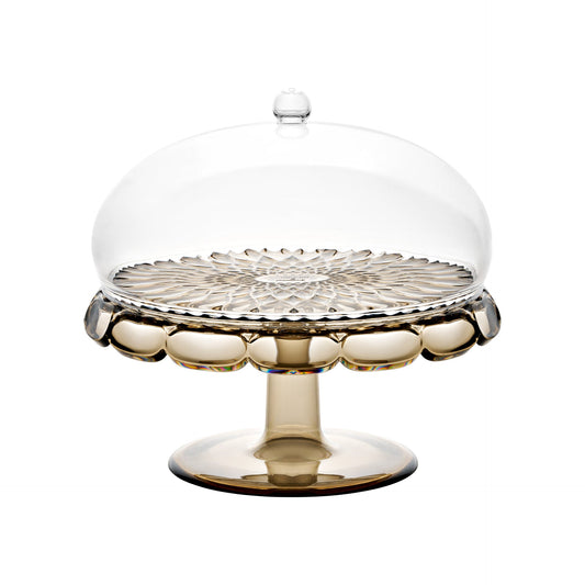 Smoke colored Vanity stand with bell D.30xh27,7 cm