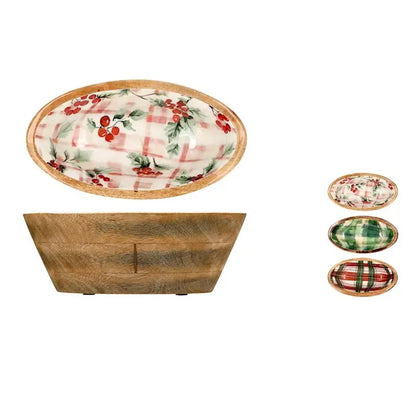 Centrotavola ovale in legno a tema natalizio 27 x 16 cm - 1 pezzo assortito