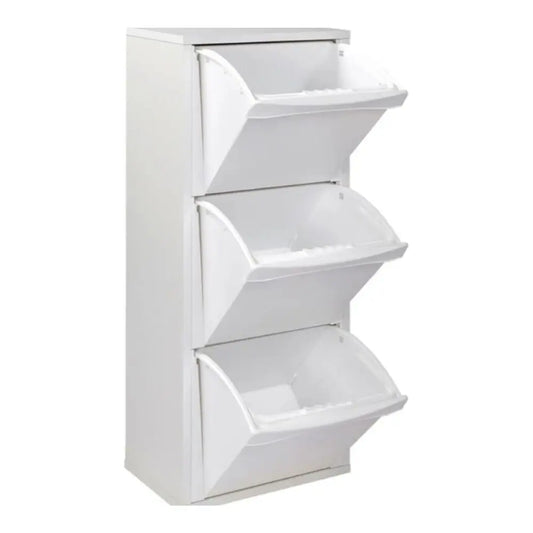 Mueble papelera blanco con 3 compartimentos 40x26x101h cm