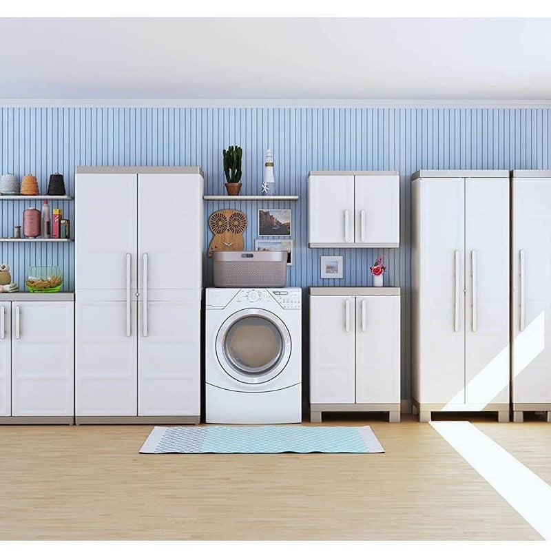 Armario multiusos de dos puertas y cuatro baldas Beige EXCELENCIA 89x54x h182 cm