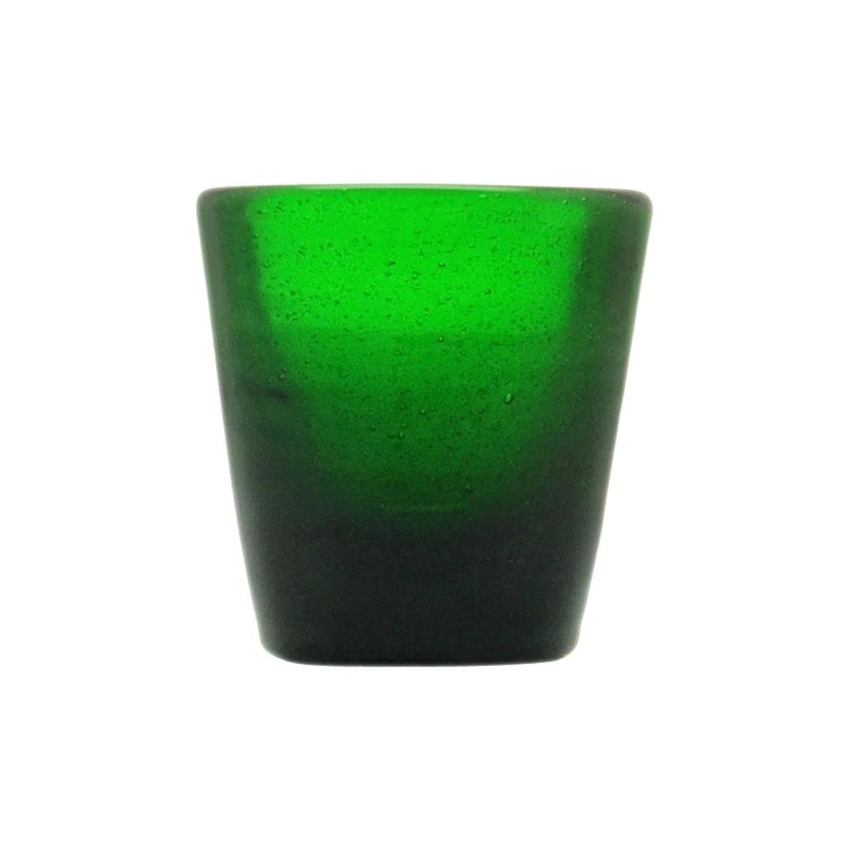 Originales smaragdgrünes Erinnerungs-Schnapsglas aus mundgeblasenem Glas, 0,05 l