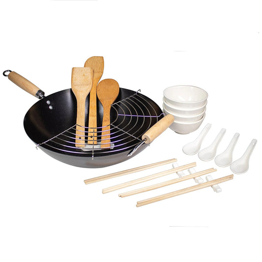 21 pc carbon steel wok set d.35 cm
