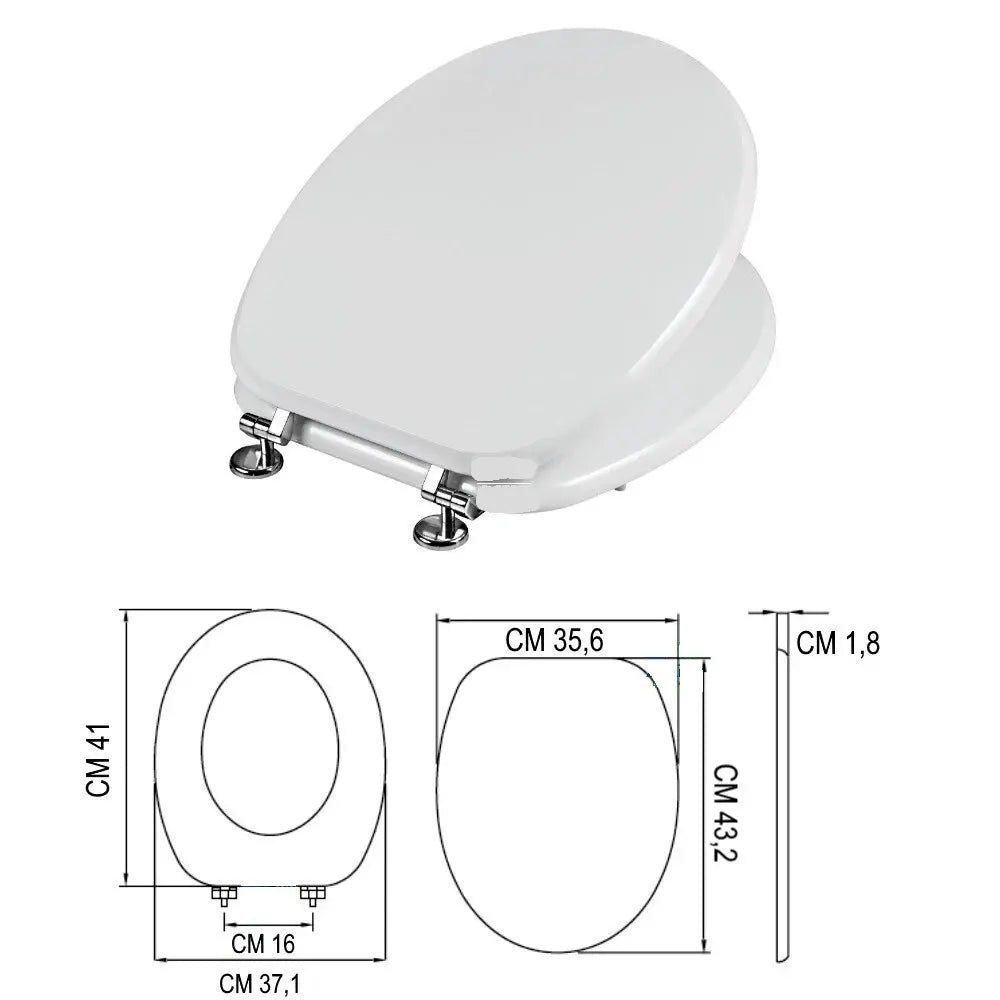 Copriwater ovale universale Premium in MDF bianco