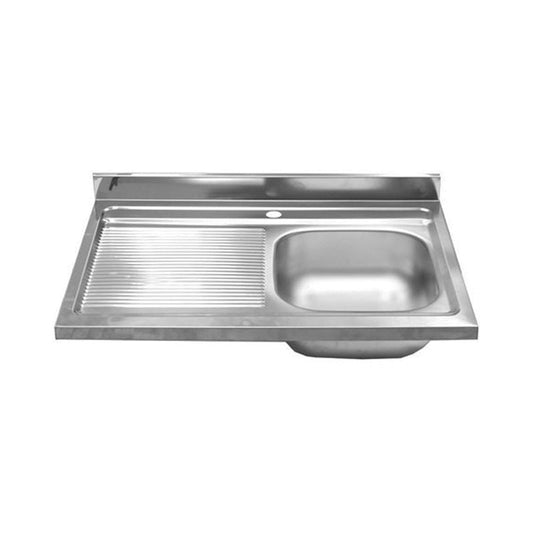 Countertop kitchen sink with left steel drainer 50x80 cm