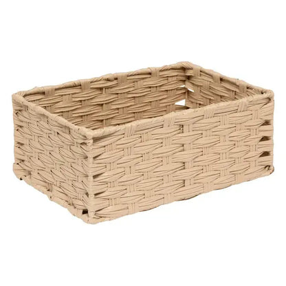 Set of 3 tall beige baskets 30x21x12h cm