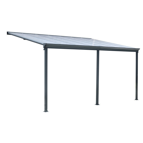Pergola-Überdachung aus grauem Aluminium, 435 x 303 x 278 h cm
