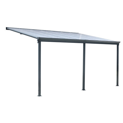 Pergola-Überdachung aus grauem Aluminium, 435 x 303 x 278 h cm