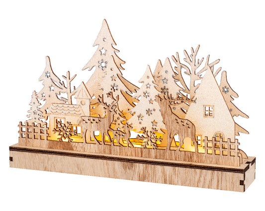 Christmas landscape 10 LED 6x30x19 cm