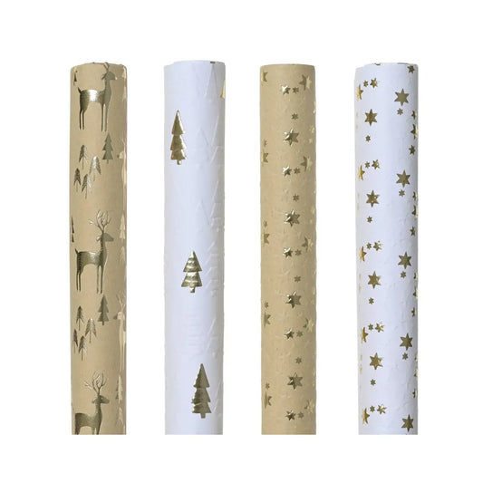 Carta regalo oro e bianca assortita 70 × 200 cm – 1 pezzo