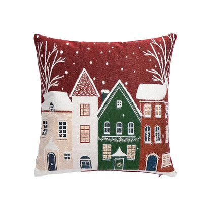 Cuscino decorativo Snowlyn con paesaggio rosso 45 × 45 cm