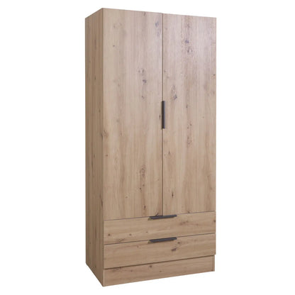 Composad oak wardrobe with 2 doors and 2 drawers 82x46x184h cm