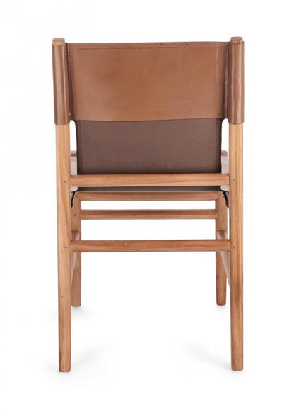 2x Sedia in pelle cognac 48x58x85h