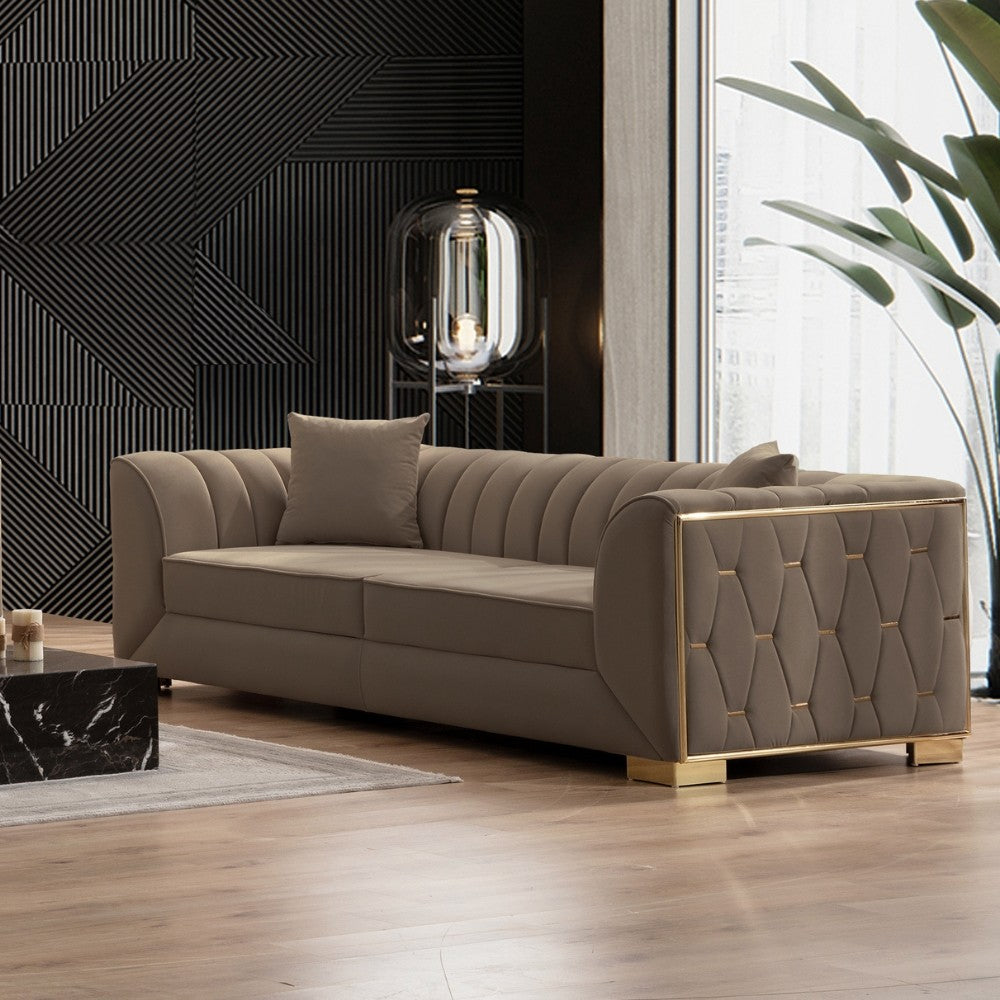 Divano marrone 80x170x95 cm gambe oro