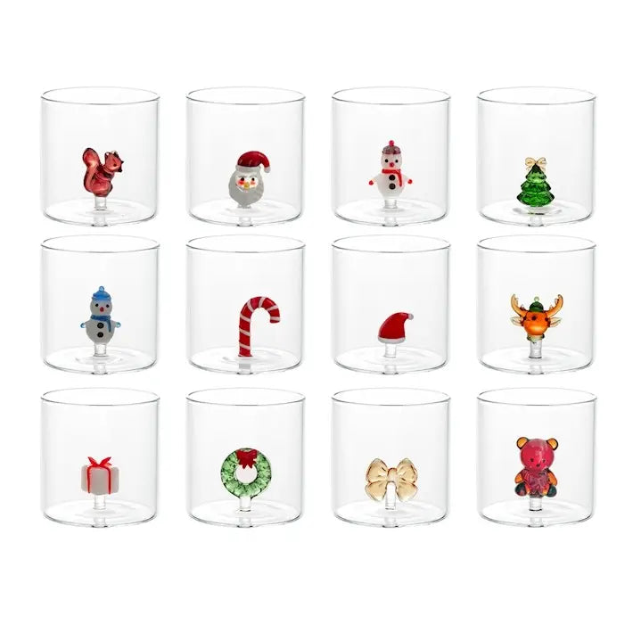 Bicchiere tondo in vetro borosilicato Christmas Miniatures 30 cl - 1 pezzo assortito