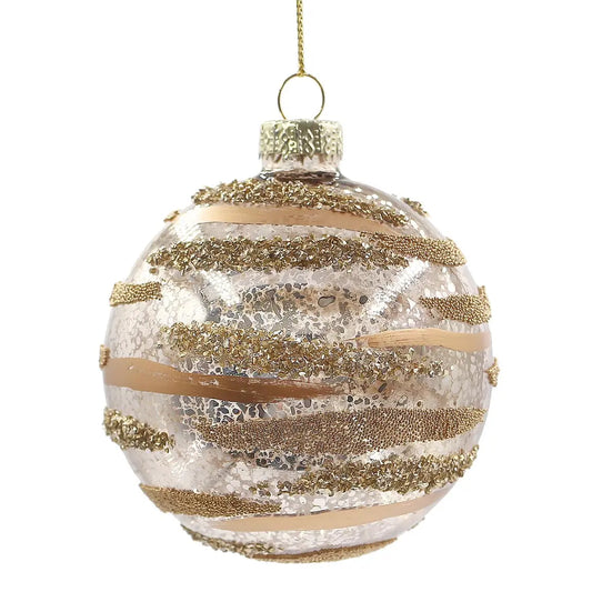 Sfera decorativa Streaks in vetro champagne Ø8 cm