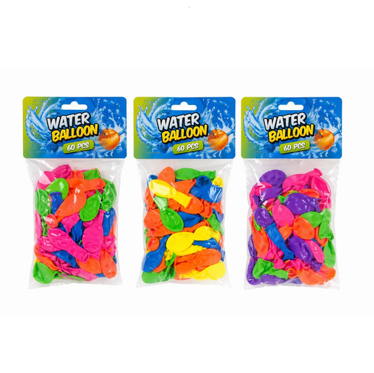 Set of 60 assorted colored water balloons