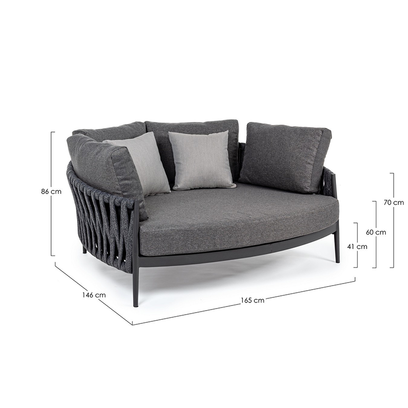 Sofá cama Rafael 2 plazas antracita 165x146x83 cm