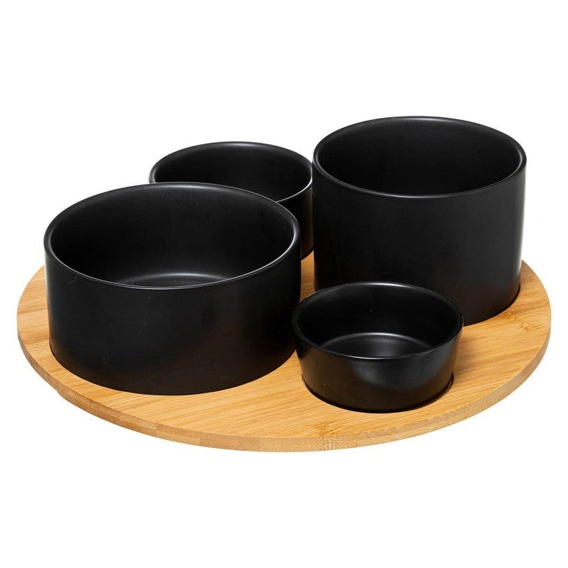 5-piece black bamboo aperitif set