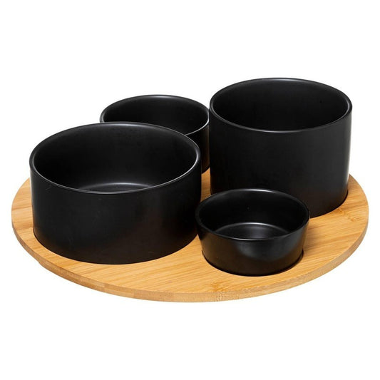 5-piece black bamboo aperitif set
