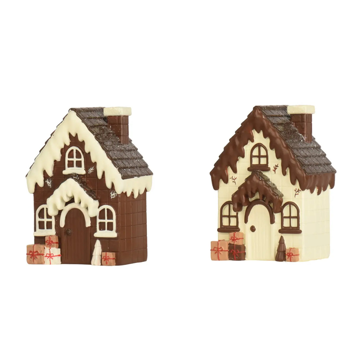 Casetta natalizia in resina 10,5 × 7,5 × H14,5 cm – 1 pezzo assortito