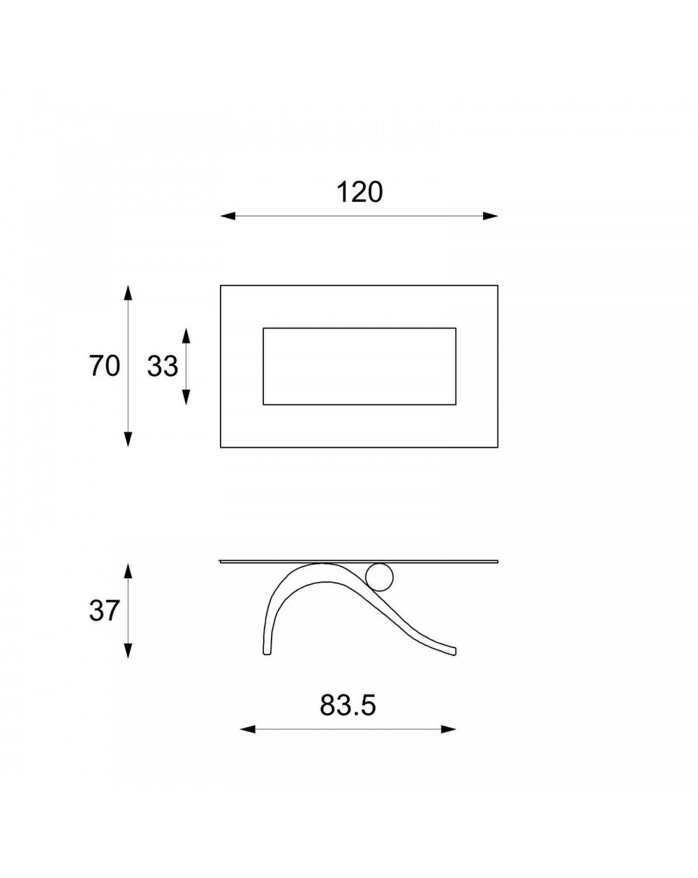 Tavolino Trasparente-Beige 70x120 cm H 40 cm - Modello 3