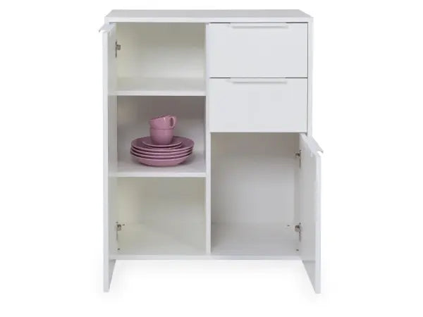 Mueble 2 puertas + 2 cajones blanco brillo 72x35x87h cm