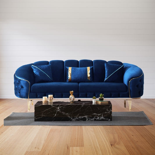 Divano 2 posti blu 200x88x88 cm