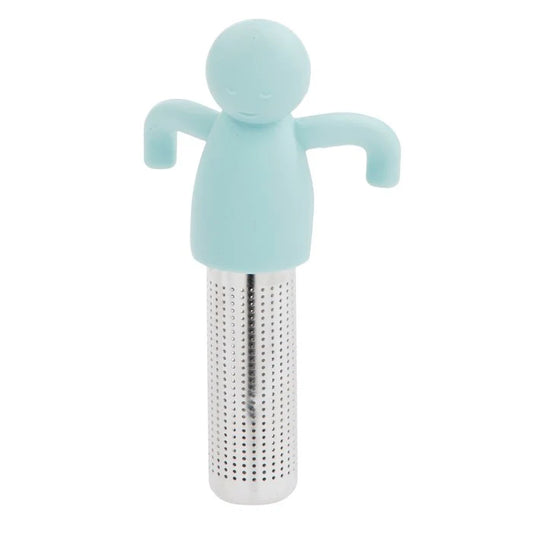 Blue silicone-stainless steel tea filter