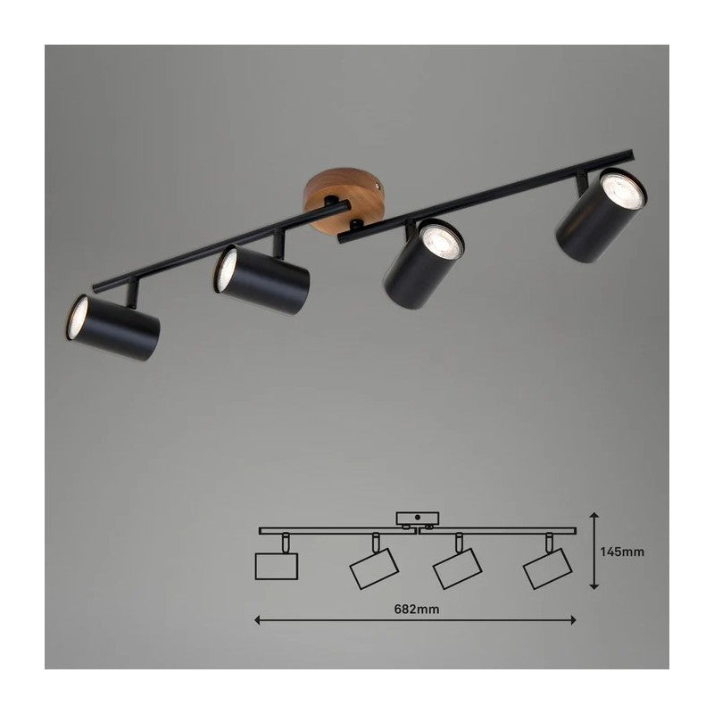 Muritz Spot Bar 4xGU10 68 cm black/wood