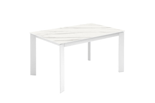 Tavolo allungabile 140-200x90x76 cm in Ceramica Marmo Bianco