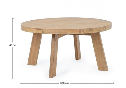 Tavolino rotondo in legno di teak D.80x40h