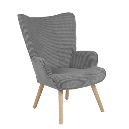 Sillón Hilary de tela gris con cama de madera natural 96x74x66 cm