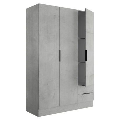 Wardrobe 3 doors + 2 drawers 120x50 cm concrete