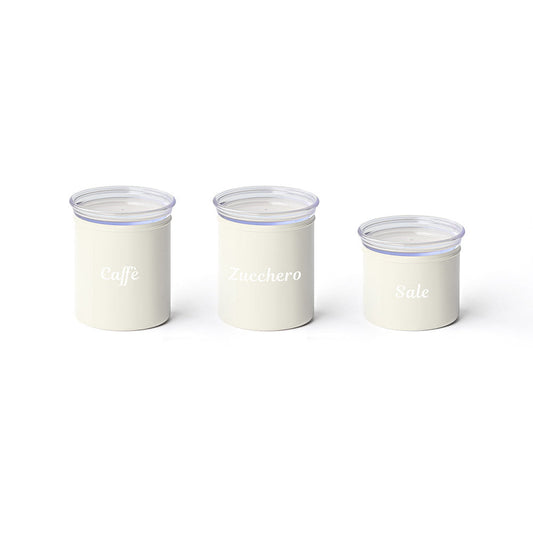 Set of 3 chef line white jars