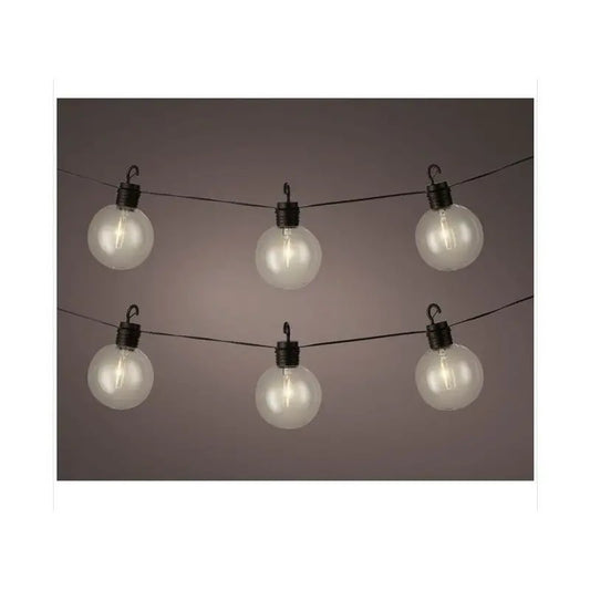 Catena luminosa solare da esterno 5.8 m con 10 sfere LED trasparenti luce calda