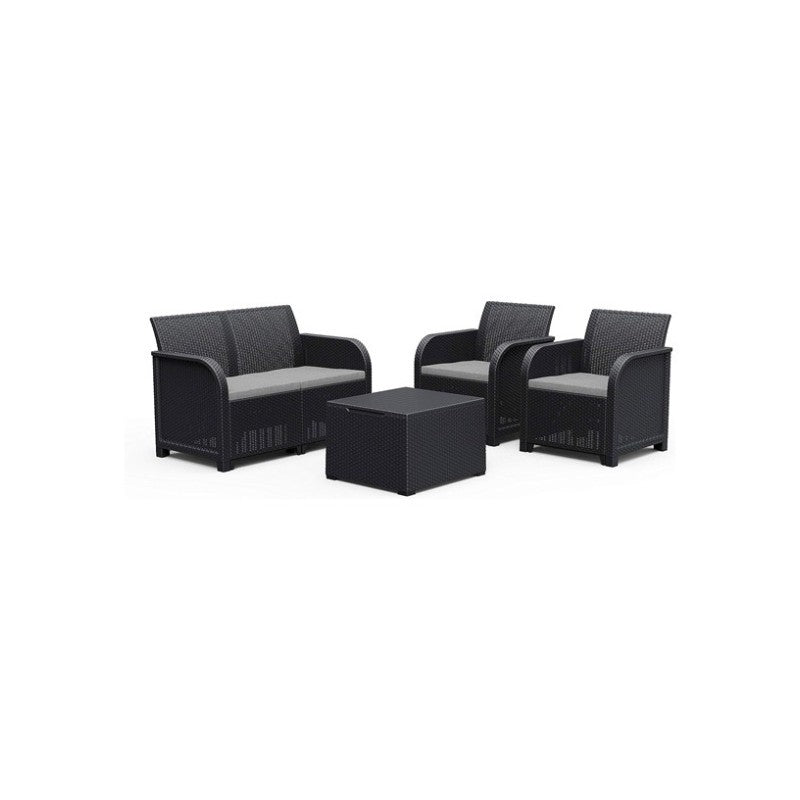 Conjunto de salón de jardín Keter Rosalie en resina con mesa de centro antracita