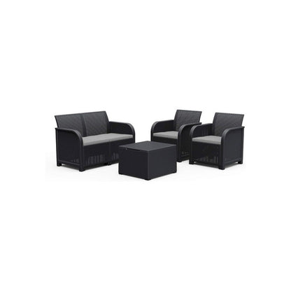 Conjunto de salón de jardín Keter Rosalie en resina con mesa de centro antracita