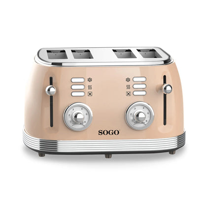 Tostadora retro beige 1500W 4 ranuras