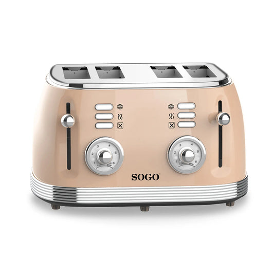 Tostadora retro beige 1500W 4 ranuras
