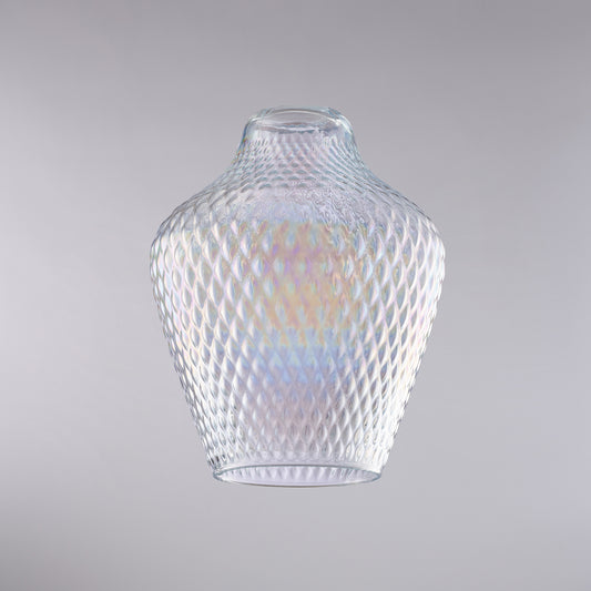 diffusore in vetro soffiato trasparente con decoro in rilievo H.27 - Ø21