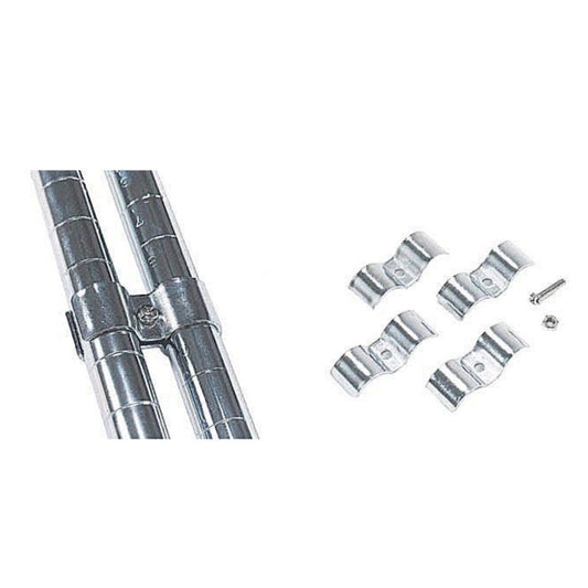 Set of 2 chrome upright fittings 8.5x2.5 cm