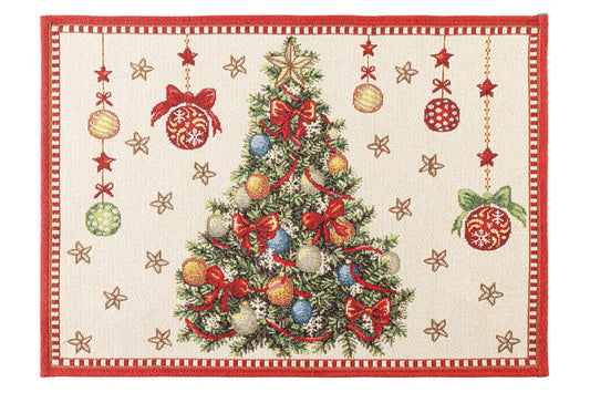 Tovaglietta natalizia Mabel bianca con albero di Natale 48 x 33 cm