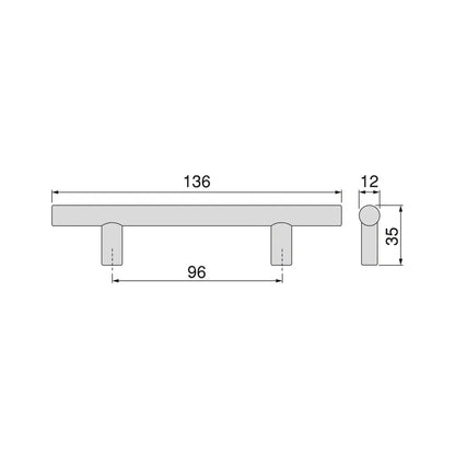 Möbelgriff Orlando L136 mm, Achsabstand 96 mm, Stahl, schwarz lackiert