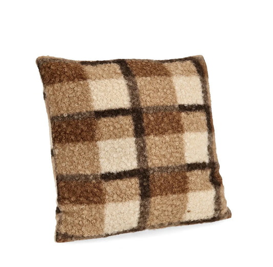 Cuscino Laurence a quadri marrone cm 45x45