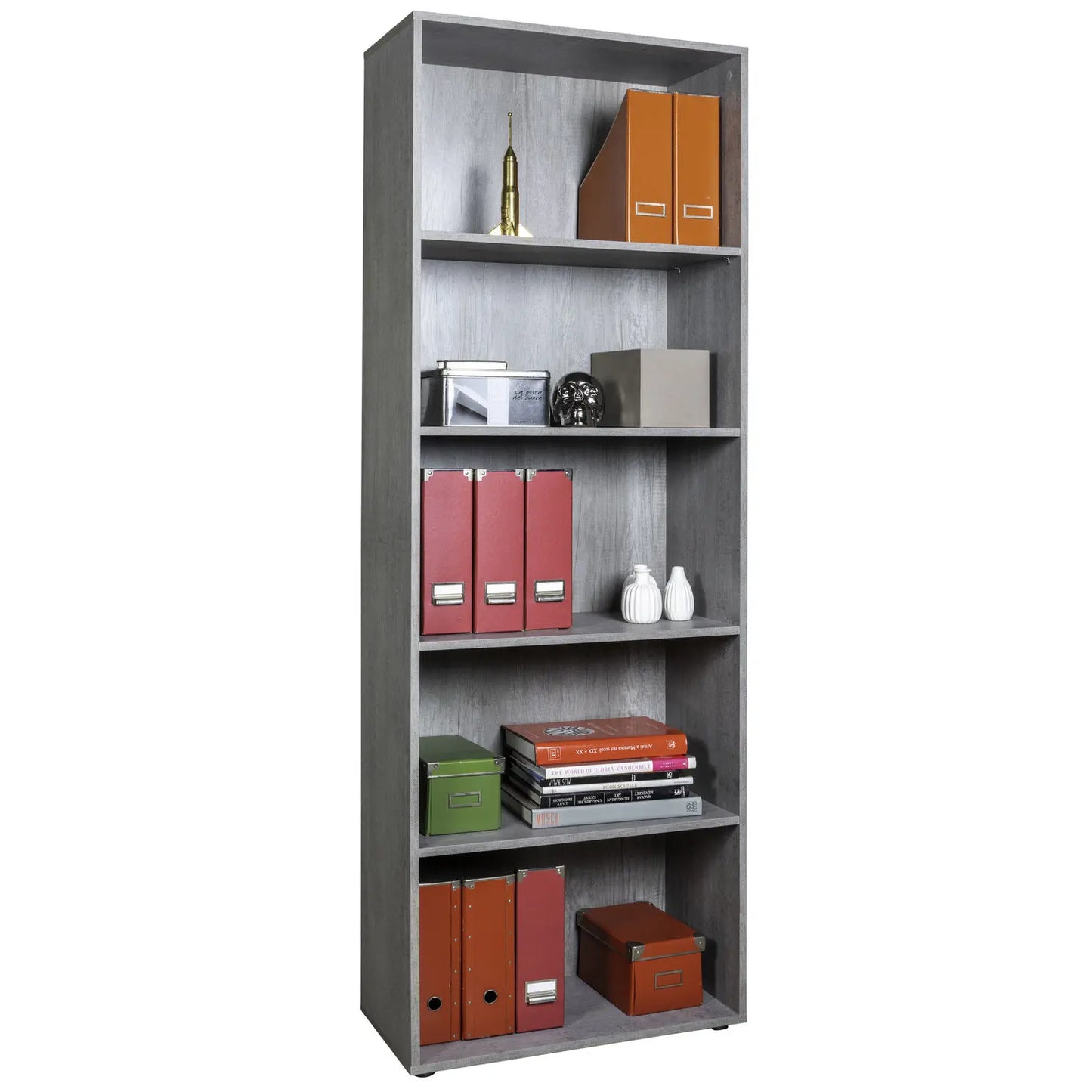 Bookcase with 5 concrete shelves 68.8x35.3x200 composed