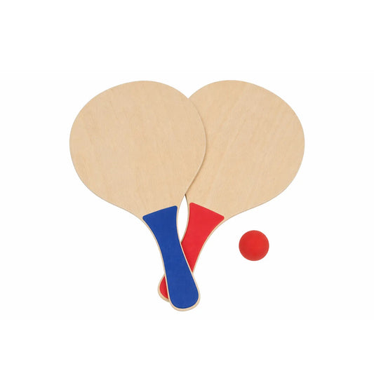 Set of 2 wooden rackets with ball