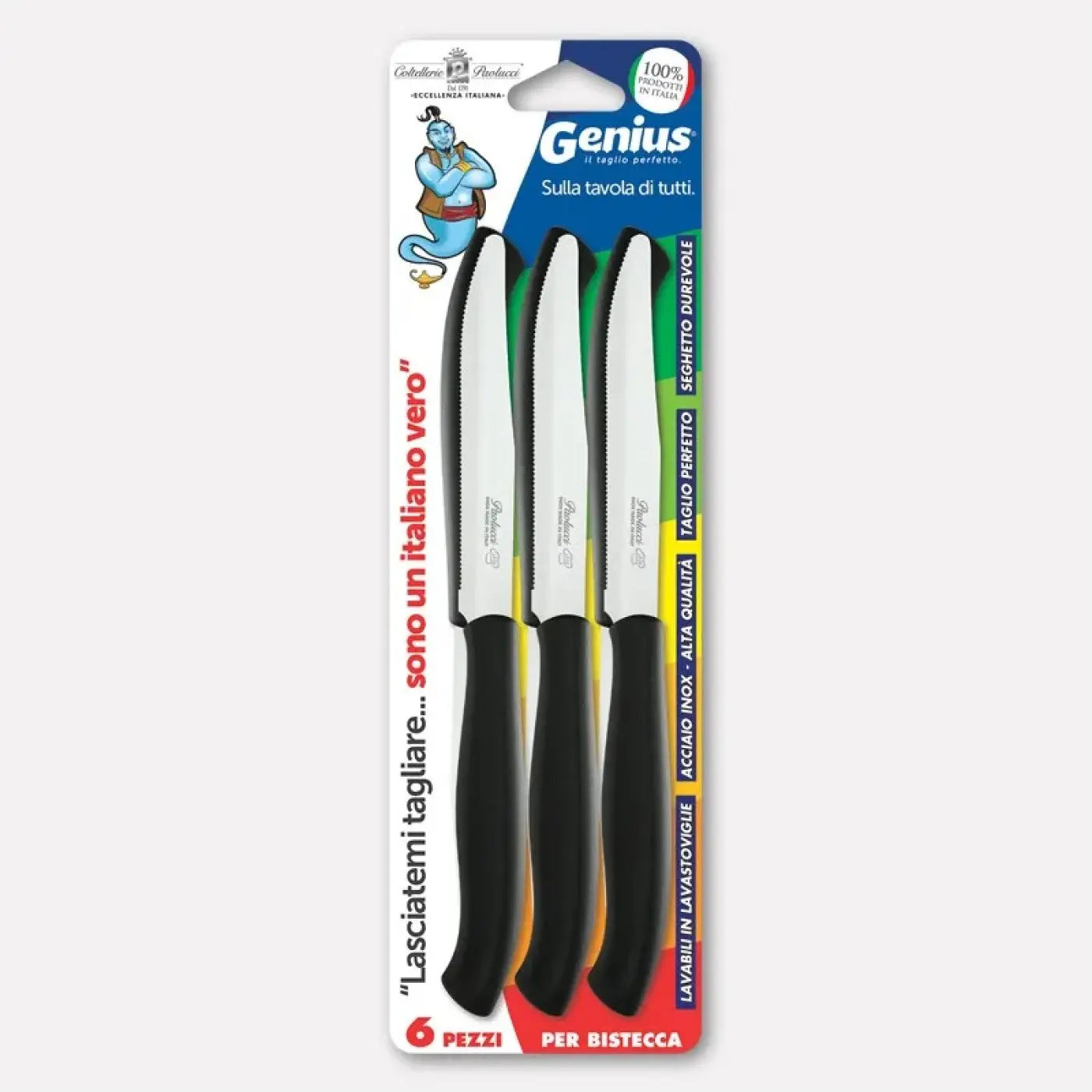 Set 6 coltelli da bistecca Genius manico nero)