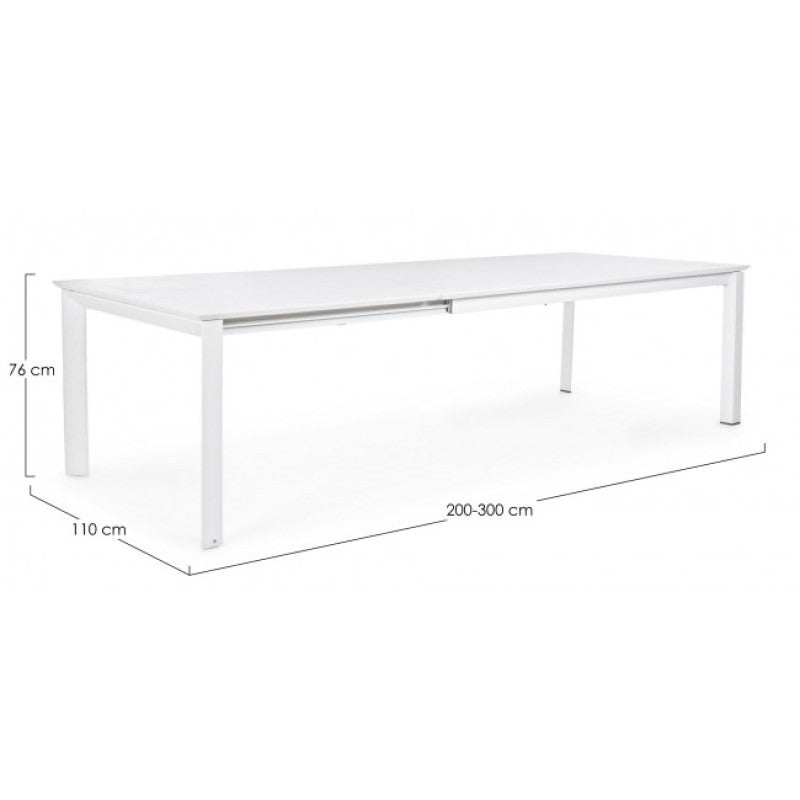 Konnor Tisch aus weißem Aluminium 200-300x110x76h cm