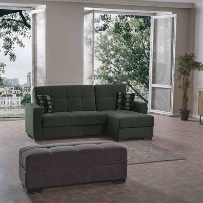 Divano Letto con Penisola 240x107x99 cm Verde Oliva