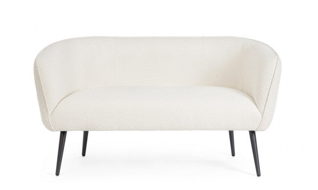 Divano 2 posti bianco boucle 126x70x68